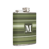 Monogram olijfgroene strepen heupfles (Rechts)