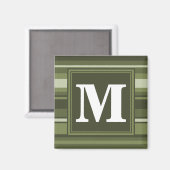 Monogram olijfgroene strepen magneet (Voorkant / Achterkant)