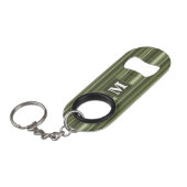 Monogram olijfgroene strepen mini flessenopener (Voorkant Gekanteld)