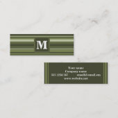Monogram olijfgroene strepen mini visitekaartje (Voorkant / Achterkant)