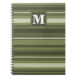 Monogram olijfgroene strepen notitieboek