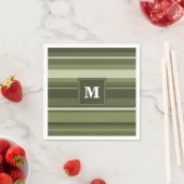 Monogram olijfgroene strepen servet (Insitu)