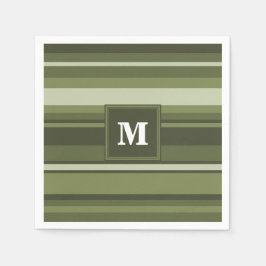 Monogram olijfgroene strepen servet