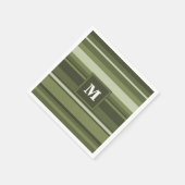 Monogram olijfgroene strepen servet (Hoek)