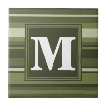 Monogram olijfgroene strepen