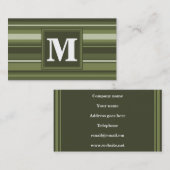 Monogram olijfgroene strepen visitekaartje (Voorkant / Achterkant)