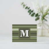 Monogram olijfgroene strepen visitekaartje (Staand voorkant)