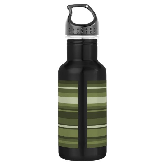 Monogram olijfgroene strepen waterfles  (Achterkant)