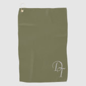 Monogram - Olijfkleur Golfhanddoek (Voorkant)