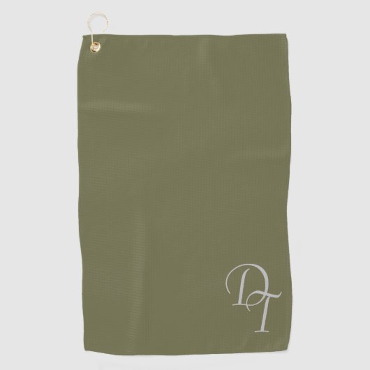 Monogram - Olijfkleur Golfhanddoek (Voorkant)