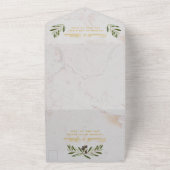Monogram Olijftak Trouw Elegant Nepgoud All In One Uitnodiging (Buitenkant)