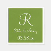 Monogram Olive Drab Designer Colored Napkins