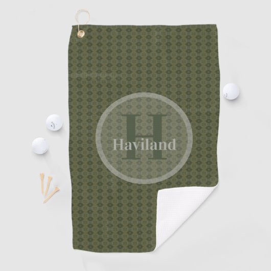 Monogram Olive Golfhanddoek met naam en Initiaal (Insitu)