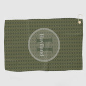 Monogram Olive Golfhanddoek met naam en Initiaal (Horizontaal)