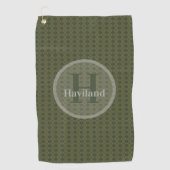 Monogram Olive Golfhanddoek met naam en Initiaal (Voorkant)