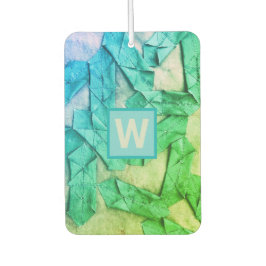 Monogram ombre abstract patroonblauw cyaangroen luchtverfrisser