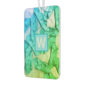 Monogram ombre abstract patroonblauw cyaangroen luchtverfrisser (Links)