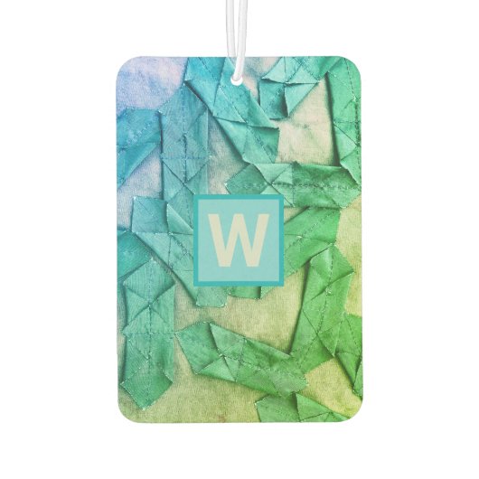 Monogram ombre abstract patroonblauw cyaangroen luchtverfrisser (Achterkant)