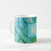 Monogram ombre blauw blauwgroen groen nautisch abs koffiemok (Voorkant links)