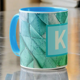 Monogram ombre blauw blauwgroen groen nautisch abs koffiemok