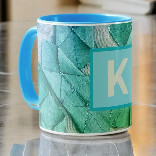 Monogram ombre blauw blauwgroen groen nautisch abs koffiemok