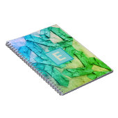 Monogram ombre blauw blauwgroen groen verloop abst notitieboek (Rechterzijde)