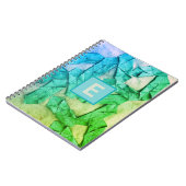 Monogram ombre blauw blauwgroen groen verloop abst notitieboek (Linkerzijde)