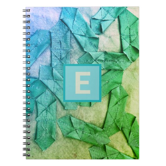 Monogram ombre blauw blauwgroen groen verloop abst notitieboek (Voorkant)
