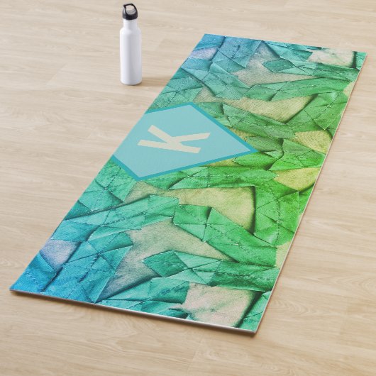 Monogram ombre blauw cyaan groen nautisch abstract yogamat (In situ)