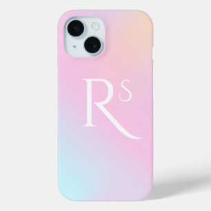 Monogram Ombre Holografisch Roze Meisje Gepersonal iPhone 15 Case
