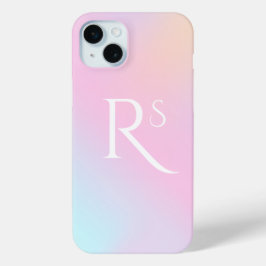 Monogram Ombre Holografisch Roze Meisje Gepersonal iPhone 15 Mini Hoesje