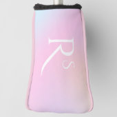 Monogram Ombre Holografisch Roze Meisje Gepersonal Golfheadcover (Draai 90)