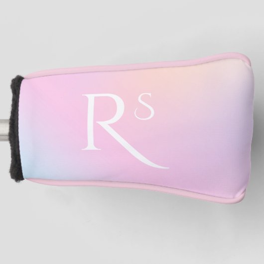Monogram Ombre Holografisch Roze Meisje Gepersonal Golfheadcover (Voorkant)