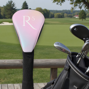 Monogram Ombre Holografisch Roze Meisje Gepersonal Golfheadcover