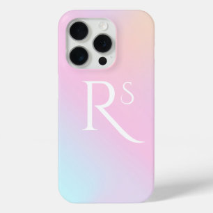 Monogram Ombre Holografisch Roze Meisjesachtig Gep iPhone 15 Pro Case