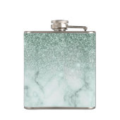 Monogram Ombre Mint Green Marble Glitter Heupfles (Achterkant)