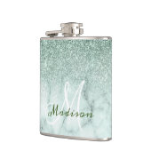 Monogram Ombre Mintgroene Marmer Glitters Heupfles (Links)