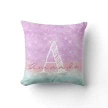 Monogram Ombre Naam Paarse Blauwe Pastel Waterverf