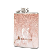 Monogram Ombre Roze Goud Marmer Glitters Heupfles (Links)