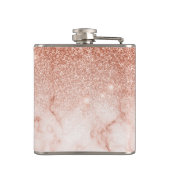 Monogram Ombre Roze Goud Marmer Glitters Heupfles (Achterkant)
