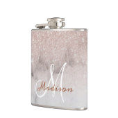 Monogram Ombre Roze Goud Marmer Glitters Heupfles (Links)