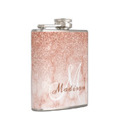 Monogram Ombre Roze Gouden Marmer Glitters Heupfles (Rechts)