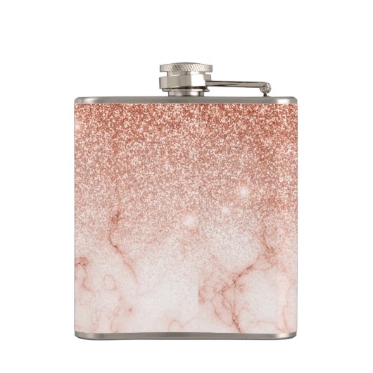 Monogram Ombre Roze Gouden Marmer Glitters Heupfles (Achterkant)