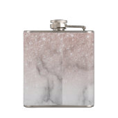 Monogram Ombre Roze Gouden Marmer Glitters Heupfles (Achterkant)