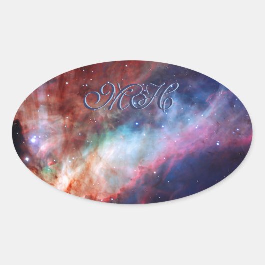 Monogram Omega Nebula - Ons verbazingwekkende univ Ovale Sticker (Voorkant)