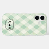 Monogram omhuld op groen en wit Gingham Pattern Case-Mate iPhone Case (Achterkant (horizontaal))