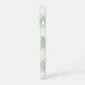 Monogram omhuld op groen en wit Gingham Pattern iPhone 16 Hoesje (Linkerkant)