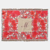 Monogram omlijst met bloemen - rood en taupe deken (Voorkant)