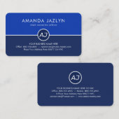 Monogram On Blue Shade Layers Visitekaartje (Voorkant / Achterkant)