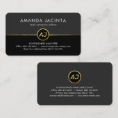 Monogram On Grey Black Layers Visitekaartje (Voorkant / Achterkant)